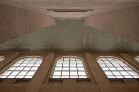 Cathedral ceiling with windows Stock Photos