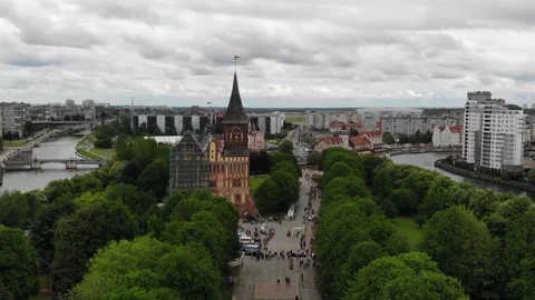 Cathedral in the center of Kaliningrad Vídeos de archivo 163233580