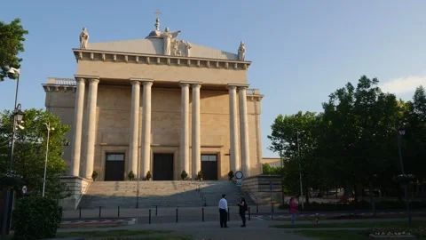 Cathedral of Christ the King in Katowice in the setting sun Video stock 244323774