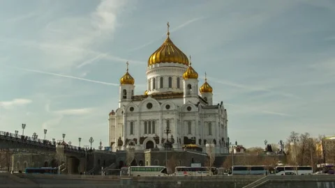 Cathedral of Christ the Savior hyperlapse timelapse. View of main church from Stock Footage 255974993
