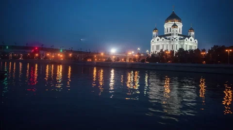 The Cathedral of Christ the Savior in Moscow. Stock Footage 66539712