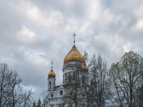 Cathedral of Christ the Savior with trees Stock Footage 75430610