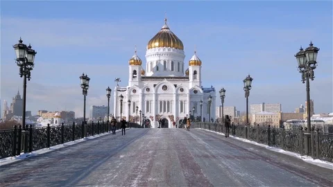 The Cathedral of Christ the Savior in winter (timelapse)  Stock-Footage 98122666