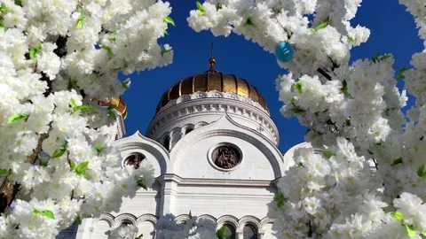 Cathedral of Christ the Saviour at Easter Stock Footage 244340555