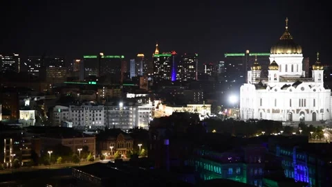 Cathedral of Christ the Saviour at night Stock Footage 281508504