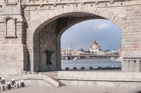 Cathedral of Christ the Saviour  seen through the main arch of the Andreevsky 스톡 사진