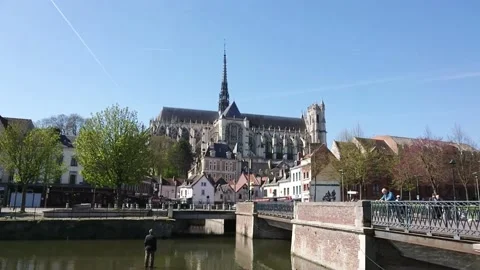Cathedral in the city of Amiens Stock Footage 151890134