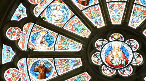 Cathedral colourful window Stock Footage 41969436