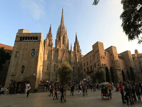 Cathedral de Barcelona Stock Footage 74054185