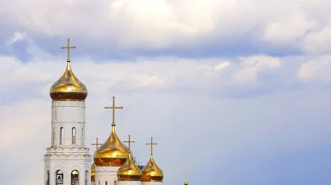 Cathedral domes at passing clouds background Stock Footage 30459863