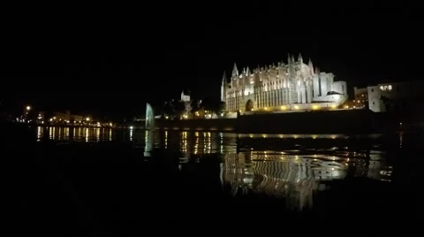 Cathedral during evening, Mallorca Video stock 55806039