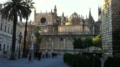 Cathedral at Dusk in Seville Video stock 10729464