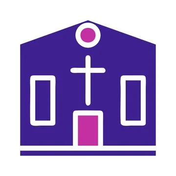 Cathedral Element solid blue pink easter illustration Stock Illustration