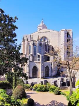 Cathedral in girona Stock Photos