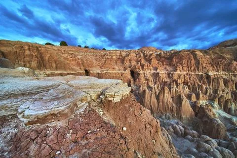 Cathedral Gorge State Park Dramatic Rock Formations and Vibrant Blue Sky Neva Stock Photos