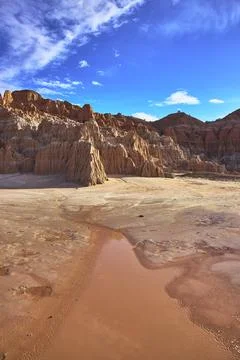 Cathedral Gorge State Park Eroded Clay Formations and Blue Sky Nevada Desert 写真素材