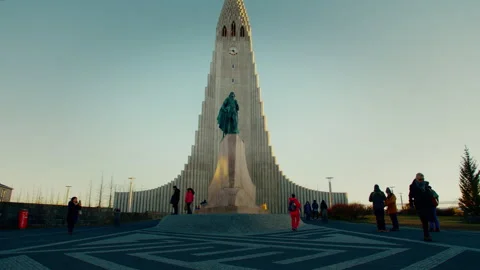 Cathedral of hallgrimskirkja Stock Footage 260883548