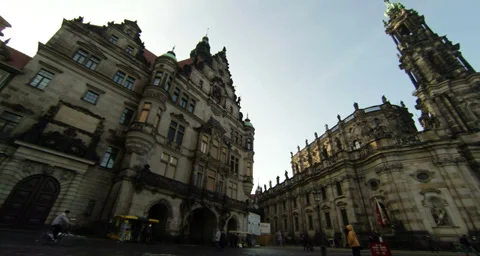 Cathedral Holy Trinity and Dresden Gastle at winter Stock Footage 35543689