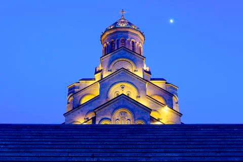 The Cathedral of the Holy Trinity or tsminda Sameba (translated as the Holy T Stock Photos