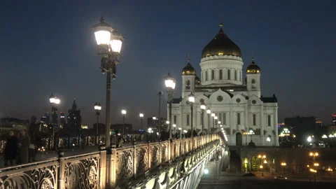 Cathedral In Honor Of Christ The Savior on sunset Stock Footage 98466349