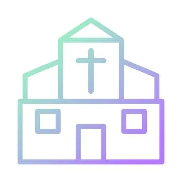 Cathedral icon gradient green purple colour easter symbol illustration. Stock Illustration