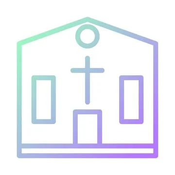 Cathedral icon gradient green purple colour easter symbol illustration. Stock Illustration