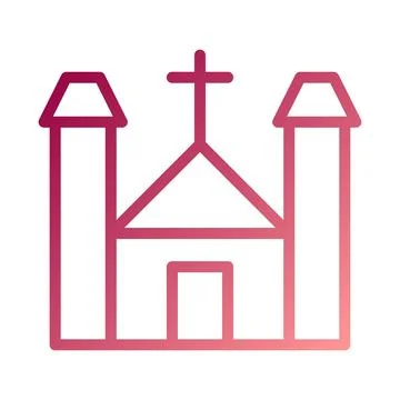 Cathedral icon gradient red white easter illustration Illustrazione stock