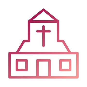 Cathedral icon gradient red white easter illustration Stock Illustration