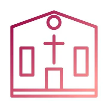 Cathedral icon gradient red white easter illustration Stock Illustration