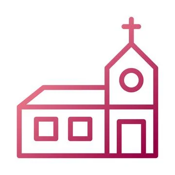 Cathedral icon gradient white red colour easter symbol illustration. Illustrazione stock