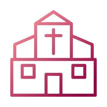 Cathedral icon gradient white red colour easter symbol illustration. Stock Illustration