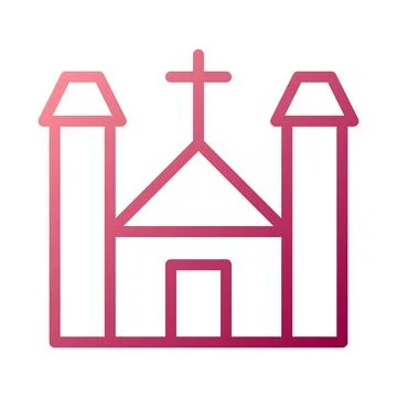 Cathedral icon gradient white red colour easter symbol illustration. Illustrazione stock