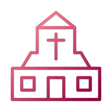 Cathedral icon gradient white red colour easter symbol illustration. Stock Illustration