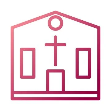 Cathedral icon gradient white red colour easter symbol illustration. Stock Illustration