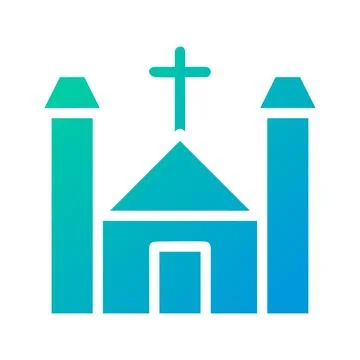 Cathedral icon solid gradient green blue colour easter symbol illustration. Illustrazione stock