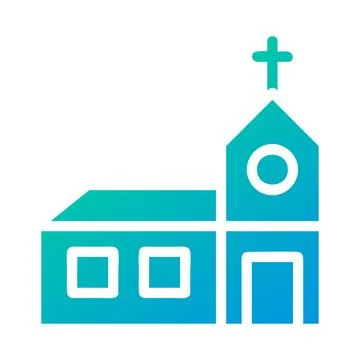 Cathedral icon solid gradient green blue colour easter symbol illustration. Stock Illustration