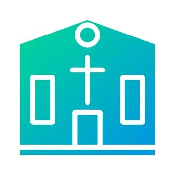 Cathedral icon solid gradient green blue colour easter symbol illustration. Stock Illustration