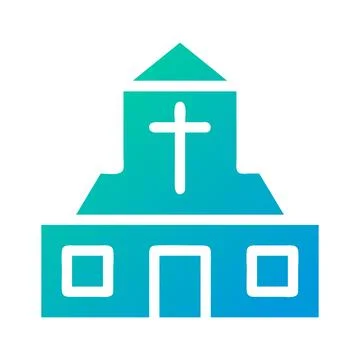 Cathedral icon solid gradient green blue colour easter symbol illustration. Illustrazione stock