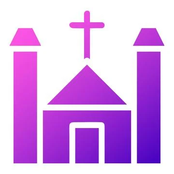 Cathedral icon solid gradient purple pink colour easter symbol illustration. Stock Illustration