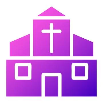 Cathedral icon solid gradient purple pink colour easter symbol illustration. Stock Illustration