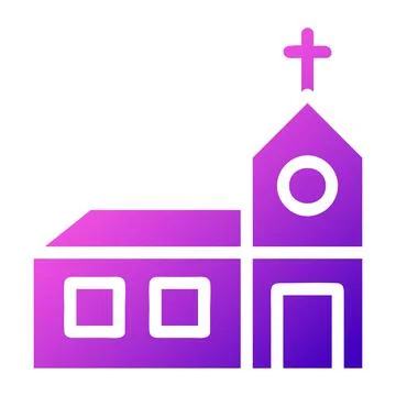 Cathedral icon solid gradient purple pink colour easter symbol illustration. Stock Illustration