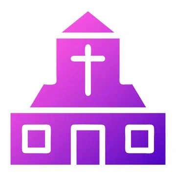 Cathedral icon solid gradient purple pink colour easter symbol illustration. Stock Illustration