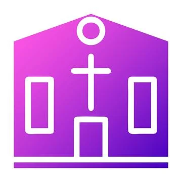 Cathedral icon solid gradient purple pink colour easter symbol illustration. Stock Illustration