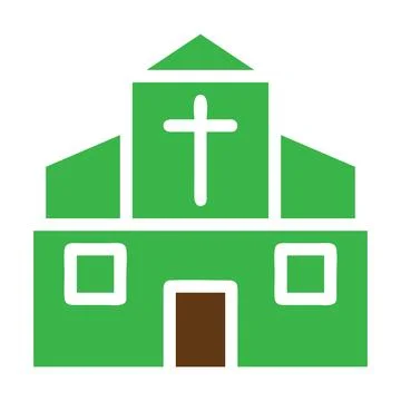 Cathedral icon solid green brown colour easter symbol illustration. Stock Illustration