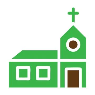 Cathedral icon solid green brown colour easter symbol illustration. Illustrazione stock