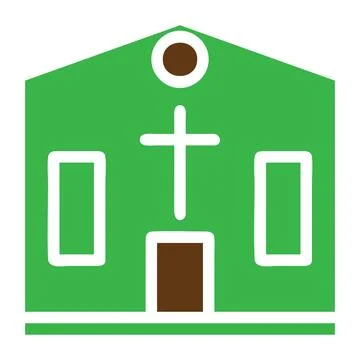 Cathedral icon solid green brown colour easter symbol illustration. Stock Illustration