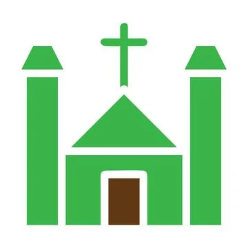 Cathedral icon solid green brown colour easter symbol illustration. Illustrazione stock
