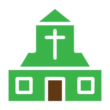 Cathedral icon solid green brown colour easter symbol illustration. Stock Illustration
