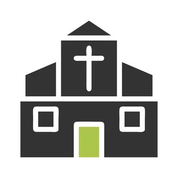 Cathedral icon solid green grey colour easter symbol illustration. Illustrazione stock