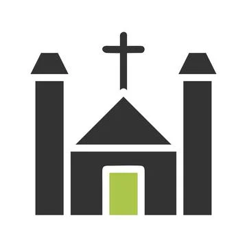Cathedral icon solid green grey colour easter symbol illustration. Stock Illustration